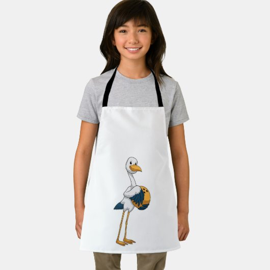 Storch im Bowling mit Bowlingball Schürze (Insitu)