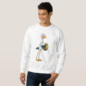 Storch im Bowling mit Bowlingball Sweatshirt (Vorne ganz)