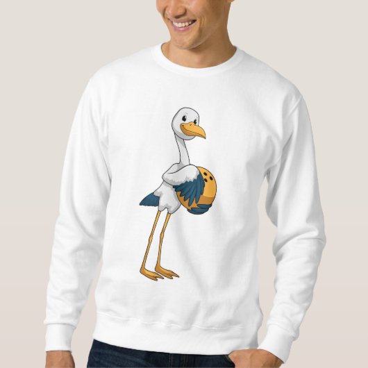 Storch im Bowling mit Bowlingball Sweatshirt (Vorderseite)