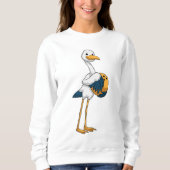 Storch im Bowling mit Bowlingball Sweatshirt (Vorderseite)