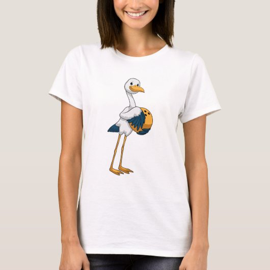 Storch im Bowling mit Bowlingball T-Shirt (Vorderseite)
