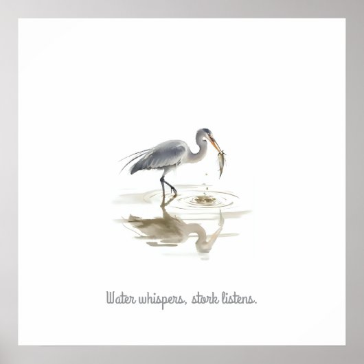 Storch im Wasser Poster (Vorne)