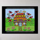 Storch in einem Pysanka-Haus Poster (Vorne)