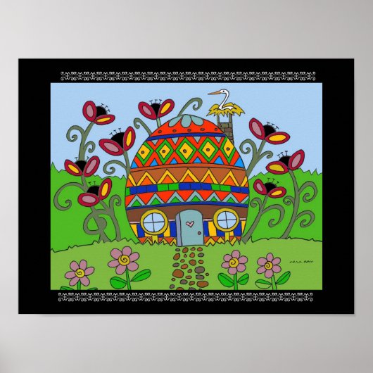 Storch in einem Pysanka-Haus Poster (Vorne)