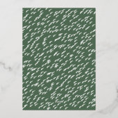 Storch in moderner Gold- und Green Baby-Dusche Folieneinladung (Rückseite)