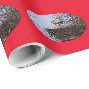 Storch in Nest Geschenkpapier