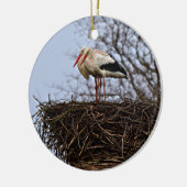 Storch in Nest Keramik Ornament (Links)