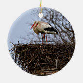 Storch in Nest Keramik Ornament (Hinten)