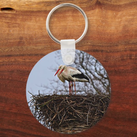 Storch in Nest Schlüsselanhänger (Vorderseite)