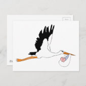 Storch liefert Baby Postkarte (Vorne/Hinten)