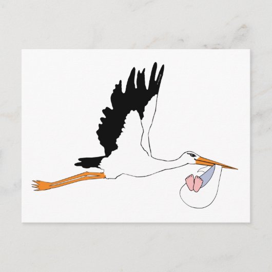 Storch liefert Baby Postkarte (Vorderseite)