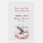 Storch liefert ein Baby Mädchen Acrylschild (Vorderseite)