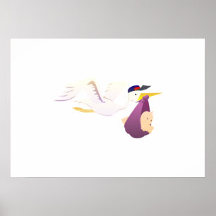 Storch liefert ein Baby Poster