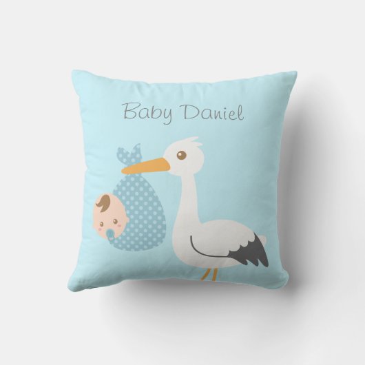 Storch liefert niedlichen kissen (Rückseite)