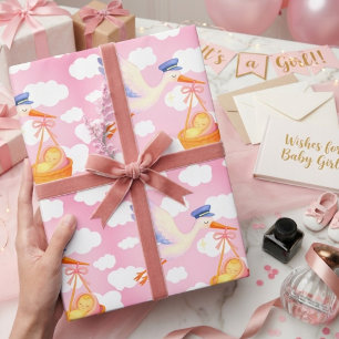 Storch Lieferung Baby Mädchen Geschenkpapier Süß R