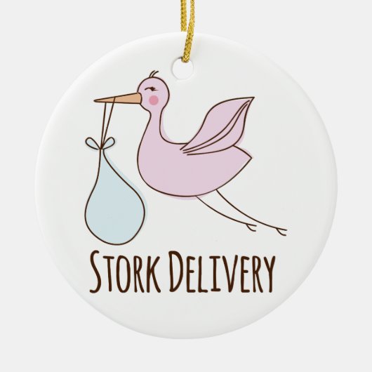 Storch-Lieferung Keramik Ornament (Vorne)