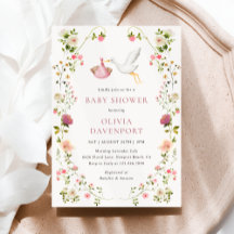 Storch-Lieferung Rosa Blumen Mädchen Baby-Party