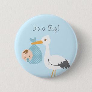 Storch Lieferung Süßer Babyjunge Shower Party Favo Button