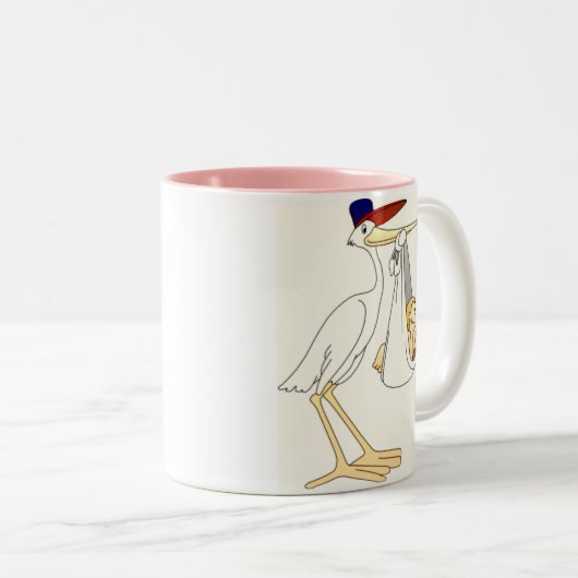Storch-Lieferungs-Baby Zweifarbige Tasse (VorderseiteRechts)