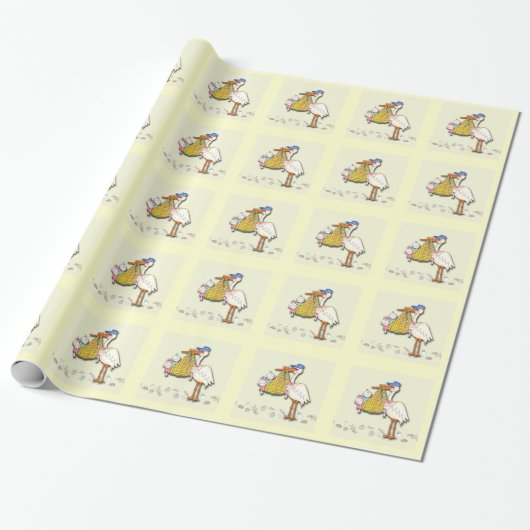 Storch-Lieferungs-Designer-Baby Geschenkpapier (Ungerollt)