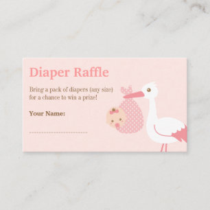 Storch Mädchen Baby Shower Windel-Raffle-Tickets Begleitkarte