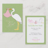 Storch-Mädchen-Erinnerungs-Karte Visitenkarte (Vorne/Hinten)