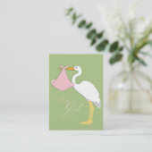 Storch-Mädchen-Erinnerungs-Karte Visitenkarte (Stehend Vorderseite)