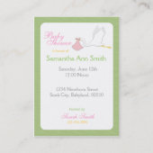 Storch-Mädchen-Erinnerungs-Karte Visitenkarte (Rückseite)