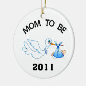 Storch-Mama als Jungen Keramik Ornament (Links)