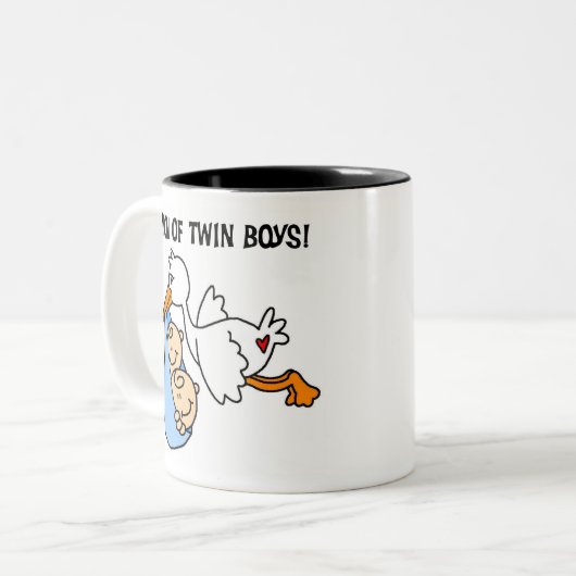 Storch-Mama der Doppeljungen Zweifarbige Tasse (Vorderseite Links)