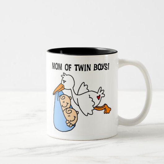 Storch-Mama der Doppeljungen Zweifarbige Tasse (Rechts)