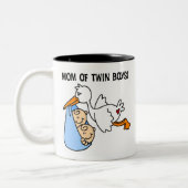 Storch-Mama der Doppeljungen Zweifarbige Tasse (Links)