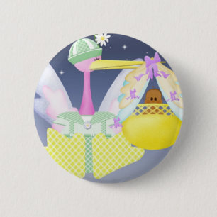 Storch mit Afroamerikaner-Baby Button