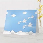 Storch mit Baby auf Himmelsgrüßkarte Karte (Gelbe Blume)