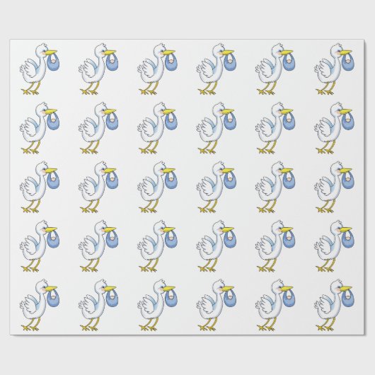 Storch mit Baby Boy Geschenkpapier (Flach)