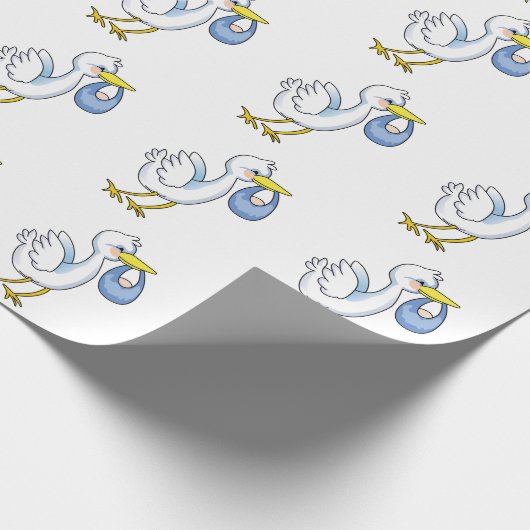 Storch mit Baby Boy Geschenkpapier (Ecke)