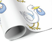 Storch mit Baby Boy Geschenkpapier (Rolleneckpunkt)