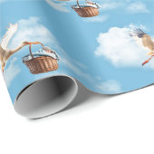 Storch mit Baby Boy im Korb Geschenkpapier (Rolleneckpunkt)