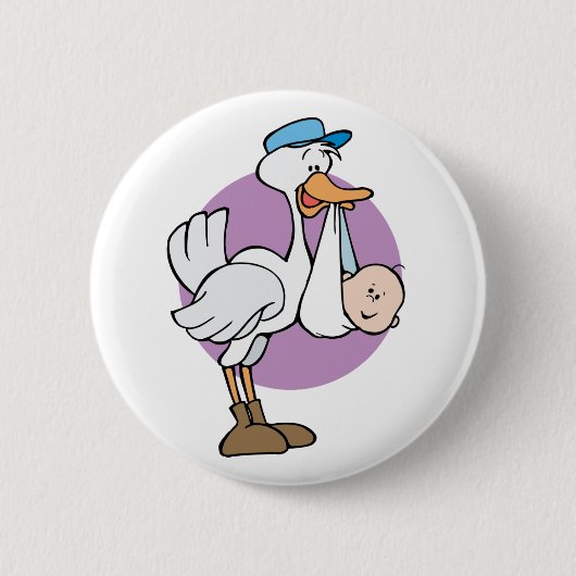 Storch mit Baby Button (Vorderseite)