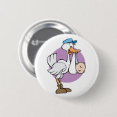 Storch mit Baby Button (Vorne & Hinten)