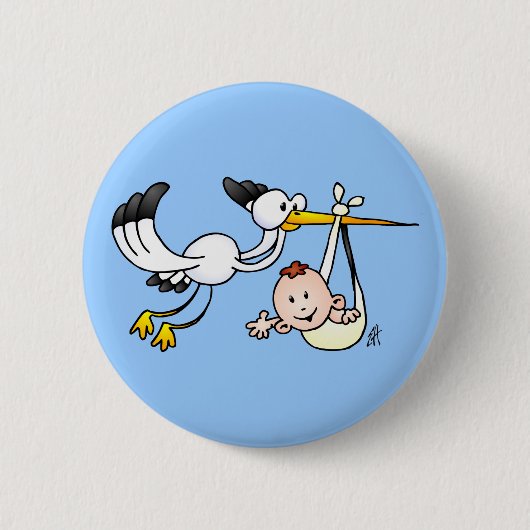 Storch mit Baby Button (Vorderseite)