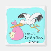 Storch mit Baby-Cartoon-Babyduschmagnet Magnet (Vorne)