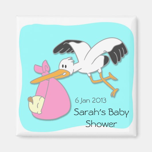Storch mit Baby-Cartoon-Babyduschmagnet Magnet (Vorne)