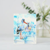 Storch mit Baby Postkarte (Stehend Vorderseite)