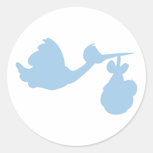 Storch mit Baby Runder Aufkleber (Vorderseite)