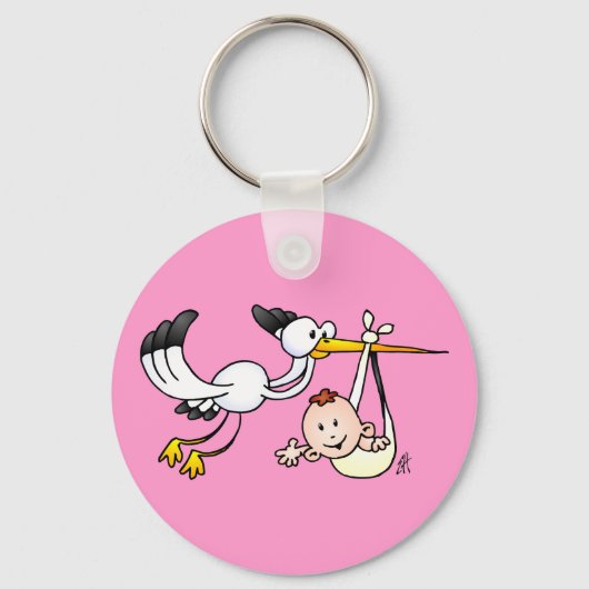 Storch mit Baby Schlüsselanhänger (Vorderseite)