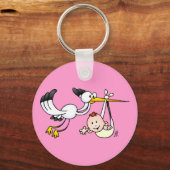 Storch mit Baby Schlüsselanhänger (Vorderseite)
