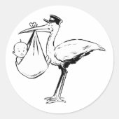 Storch mit Babyaufklebern Runder Aufkleber (Vorderseite)