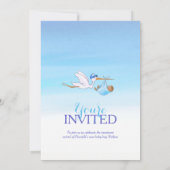 Storch mit Babydusche Einladungen (Rückseite)