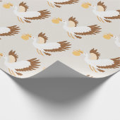 Storch mit Babydusche Geschenkpapier (Ecke)